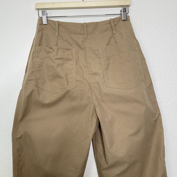 Aritzia Wilfred Free Barrel Leg Trouser Pants Size 8 Khaki Pleated Carpenter - Picture 12 of 14
